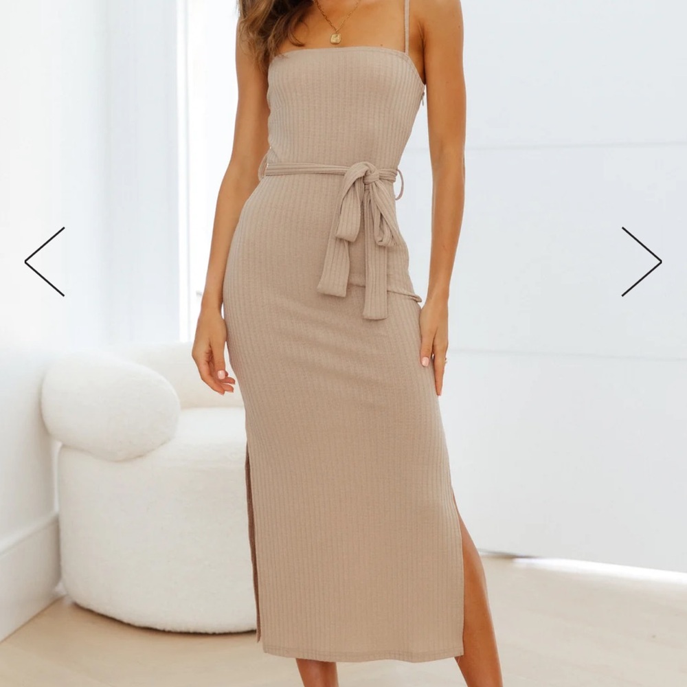 Hello Molly NWT Ways I Loved You Brown Midi Dress, Size M